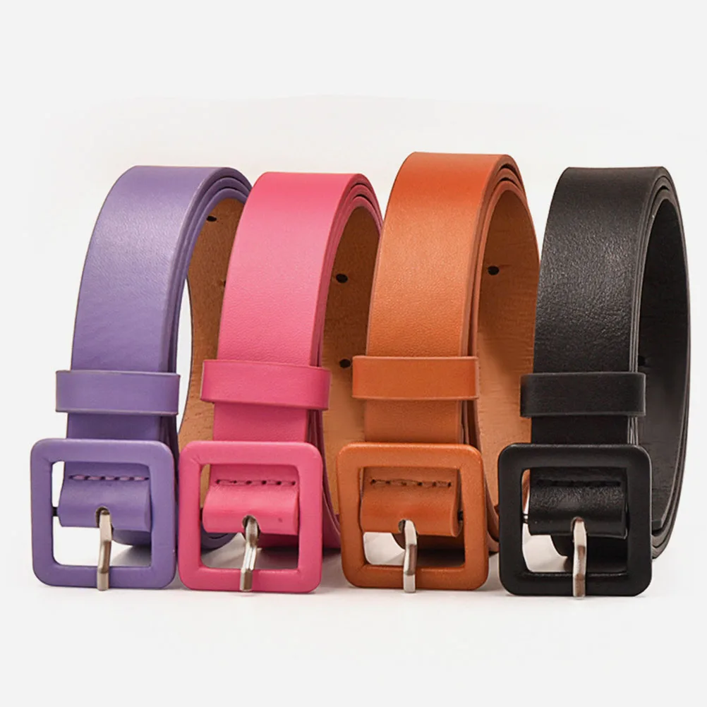 

4Pcs Girls Belts Women Ladies Belt Kids Waist Size10 12 Toddler Children Black Brown Purple Pink Lightweight NotFade