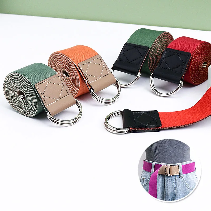 حزام رعاة البقر الكاجوال ، حزام قماش ، مشبك حلقي مزدوج ، جودة ، لون خالص ، بسيط ، طلاب ، تدريب ، رعاة البقر ، حزام