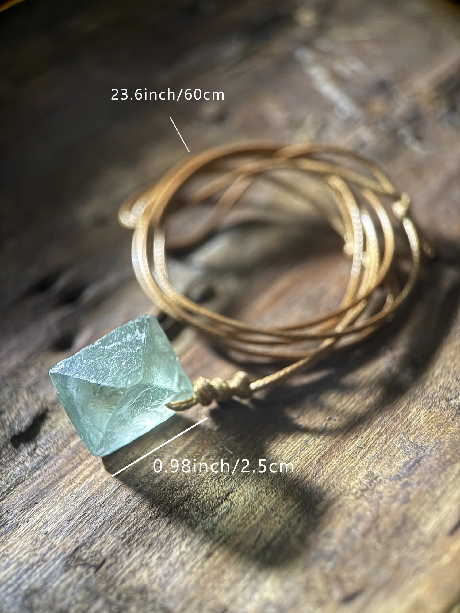 Natural Green Fluorite Octahedron Pendant Adjustable Brown Wax Cord Necklace Raw Crystal Healing Stone Jewelry for Men Women