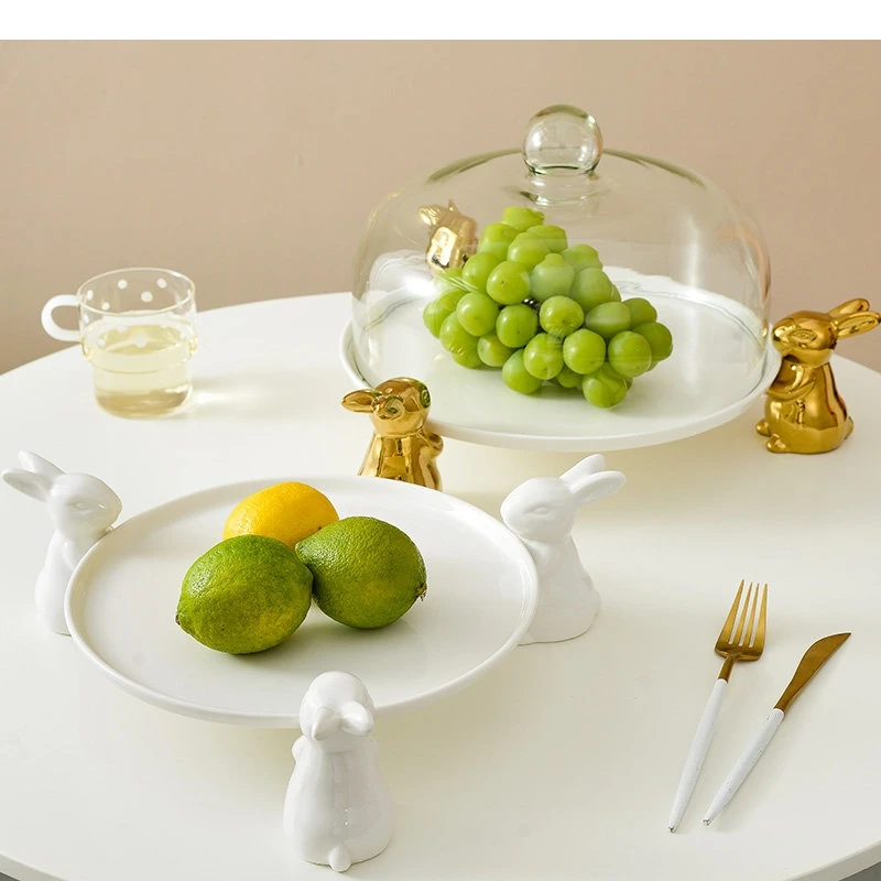 Ceramic Fruit Plate Living Room Rabbit Snack Wedding Party Dessert Display Home Decoration Food Tableware