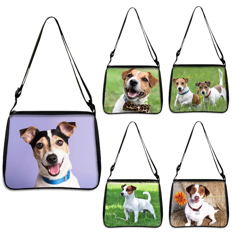 Cute Jack Russell Terrier Print Messenger Bag Women Handbag Cartoon Dog Clutch Girl Shoulder Bag ForTravel Casual Tote Bags