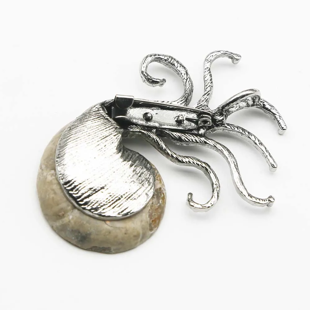Extra Large Exaggerate Conch Octopus Pendant Necklace Brooches Two Wear Style Personality Jewelry Accessories Gifts