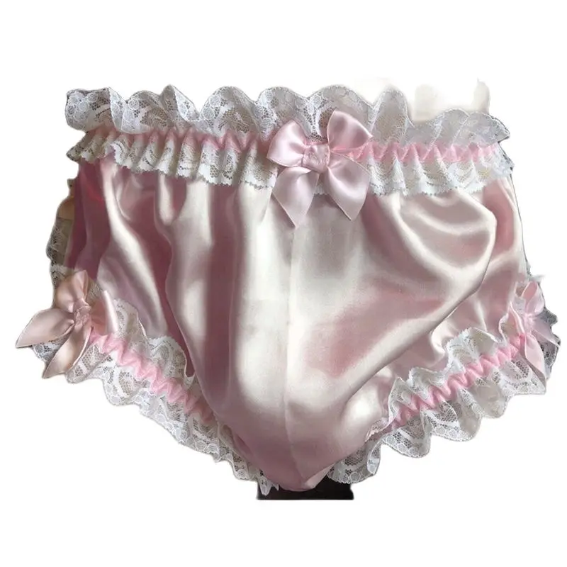 

Adult Giant Baby Multicolor Sexy Girl Pink Satin Sissy Thin Dress Lined with White Lace Maid Role-playing Gothic Customization