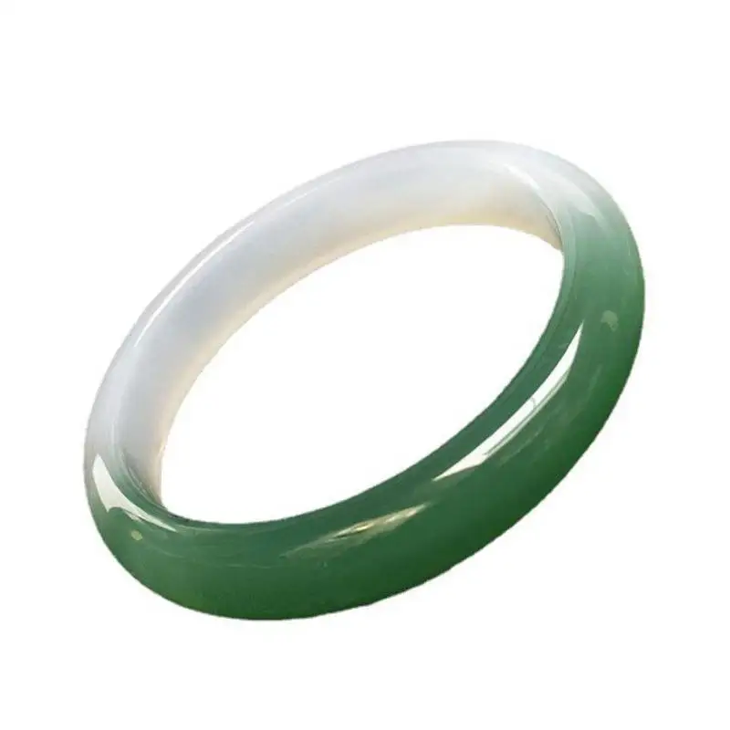 Natural Myanmar Jadeite Green Jade Bangle Women Healing Gemstone Fine Jewelry Genuine Grade A Burma Jade Twotone Bangle Bracelet