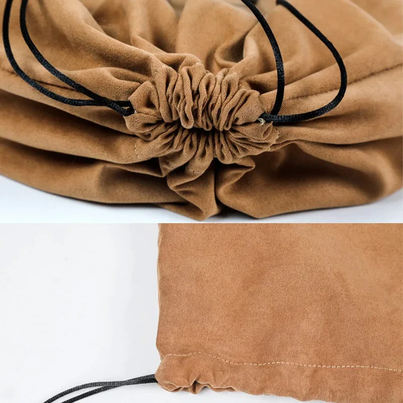 Luxury Suede Fabric Drawstring Pouch Portable Dust Storage Bag for Gifts, Cosmetics, Handbags, Watches and Wedding Party Favors