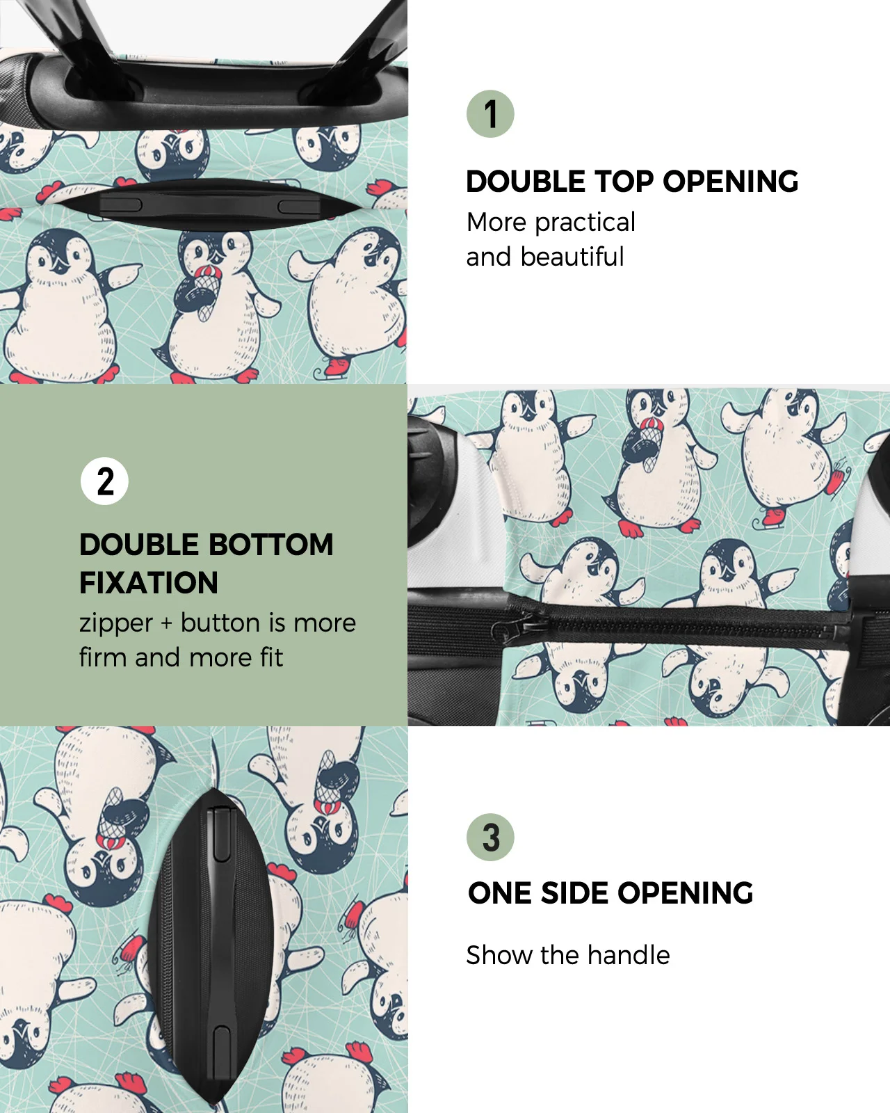 Winter Cartoon Penguin Luggage Cover Stretch Suitcase Protector Baggage Dust Case Cover for 18-32 Inch Travel Suitcase Case