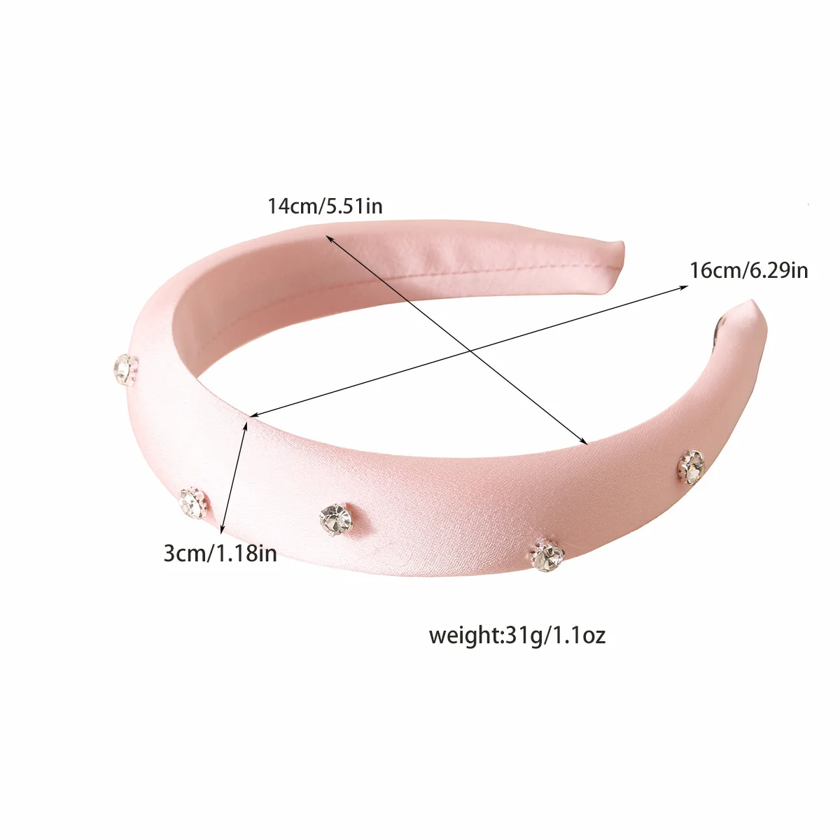 Luxury Rhinestone Sponge Headband for Women High Fluffy Solid Color Hairband Fashion Elegant Hair Accessories Japan/Korean Style