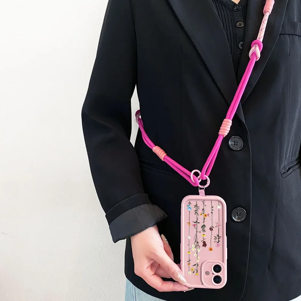 Cxd5Custodia a fiore carino per Samsung S25 S24 S23 S22 S21 Plus Ultra S21 S23 S24 FE Collana a catena da polso Cordino a tracolla Cover Funda