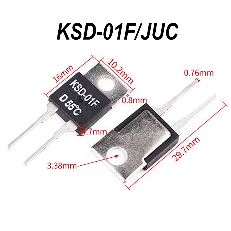 

10 шт. KSD-01F 40 ℃ -135 ℃ Термостат с нормально закрытым контактом (NC) для контроля температуры и защиты от теплового перегруза