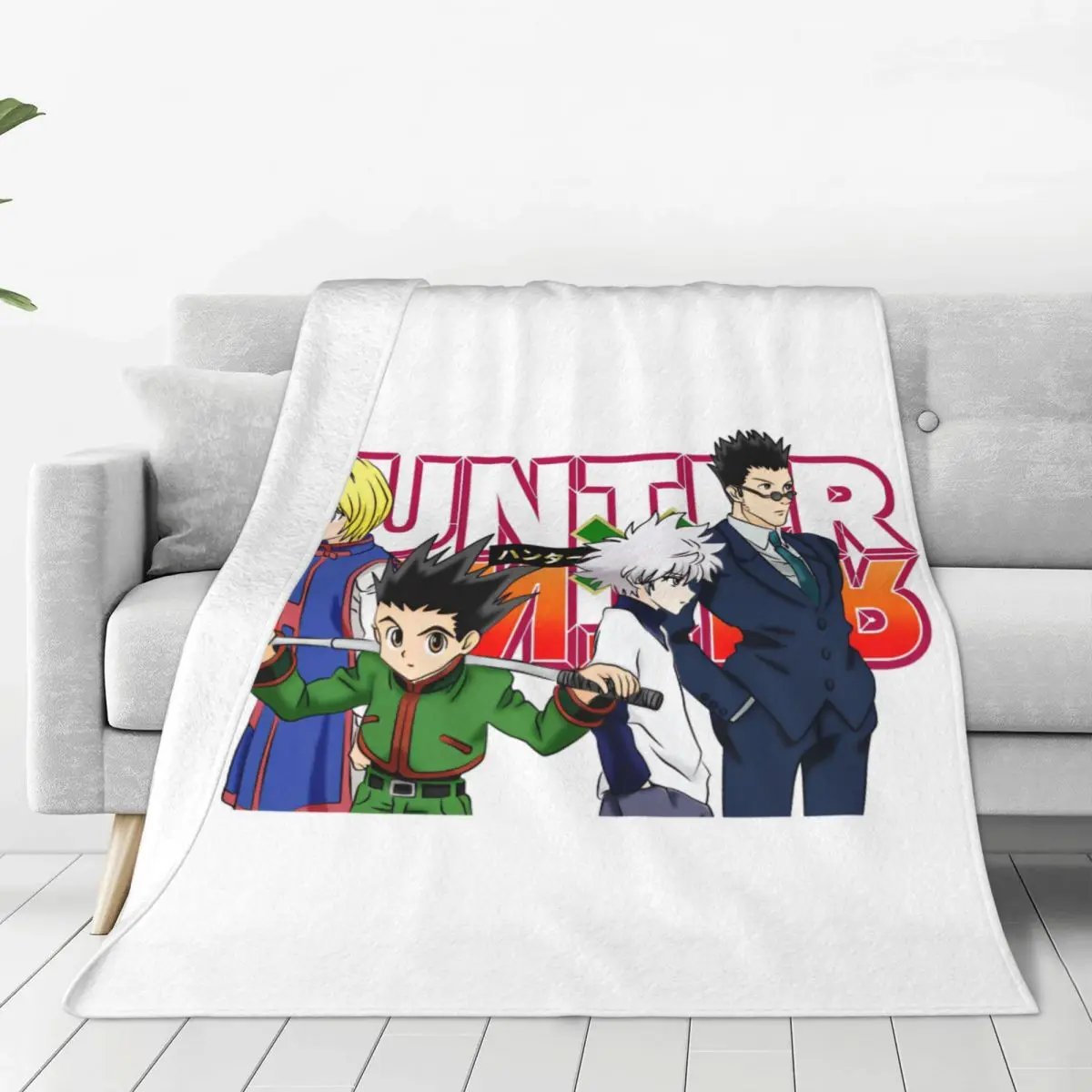 

HxH Anime HunterxHunter Cartoon Warm Soft Blanket Manga Office Plush Throw Blanket Bedroom Flannel Bedspread Sofa Bed Cover