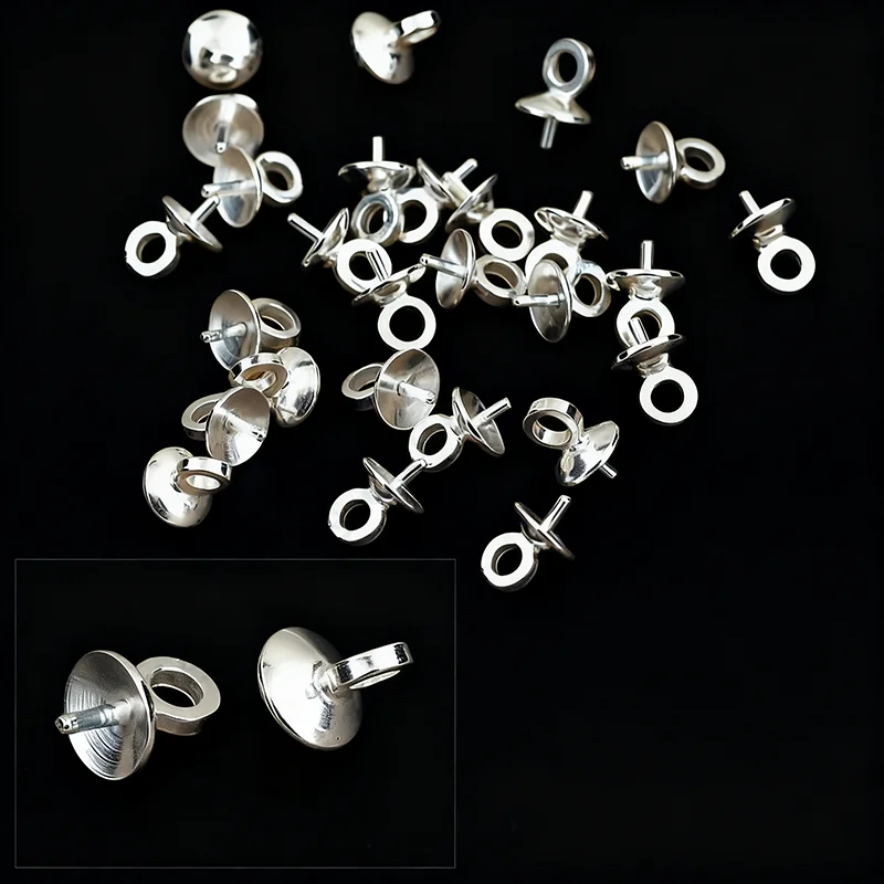 

Оптовая продажа, 100 шт./лот, стерлинговое серебро 925 пробы, 5 мм, соединители для залог, подвеска, бусины, крышка для жемчуга, хрустальные бусины, сделай сам, фурнитура для ювелирных изделий