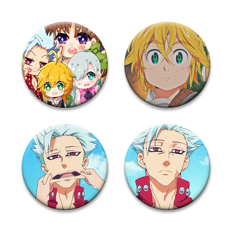 Anime The Seven Deadly Sins Brooches Meliodas,Elizabeth Liones,Diane Cartoon Badge Nanatsu No Taizai Button Pins Jewelry Gifts