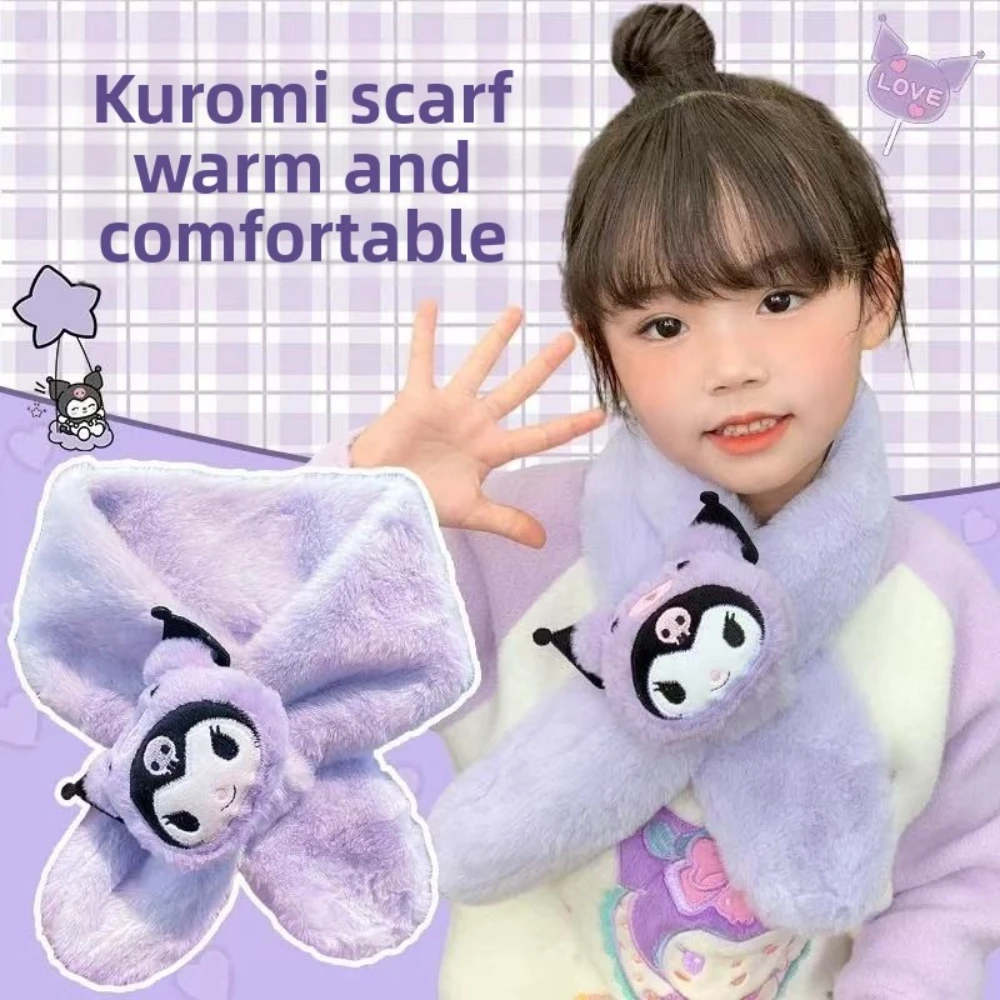 MINISO Sanrio Plush Scarf Baby Accessories Anime Cartoon Warm Accessories Girls Christmas Gifts Suitable for Girls