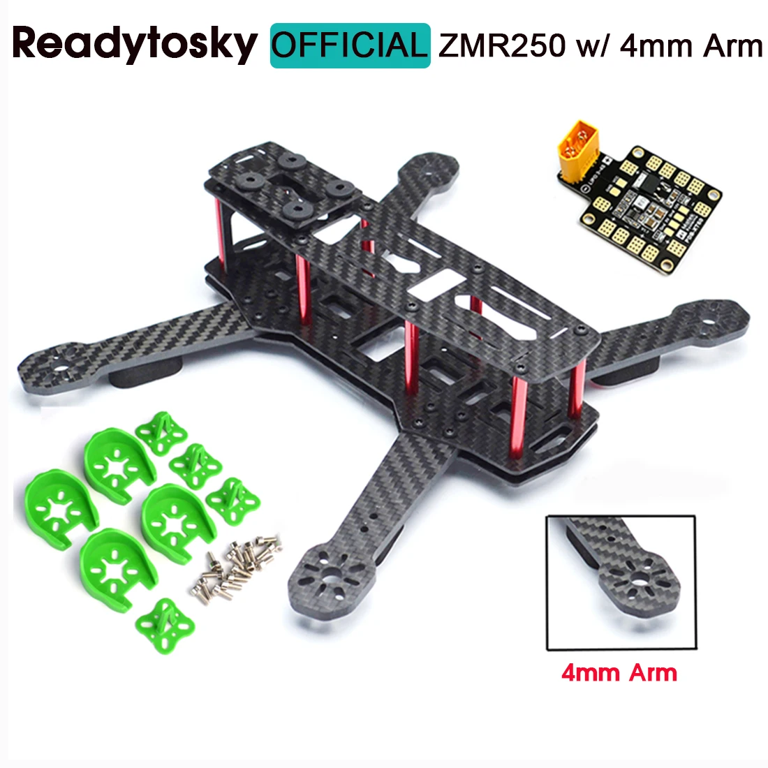 Rama quadcoptera DIY FPV ZMR250 V2 Cross Race z ramionami 4mm, mini dron H250 z włókna węglowego QAV250