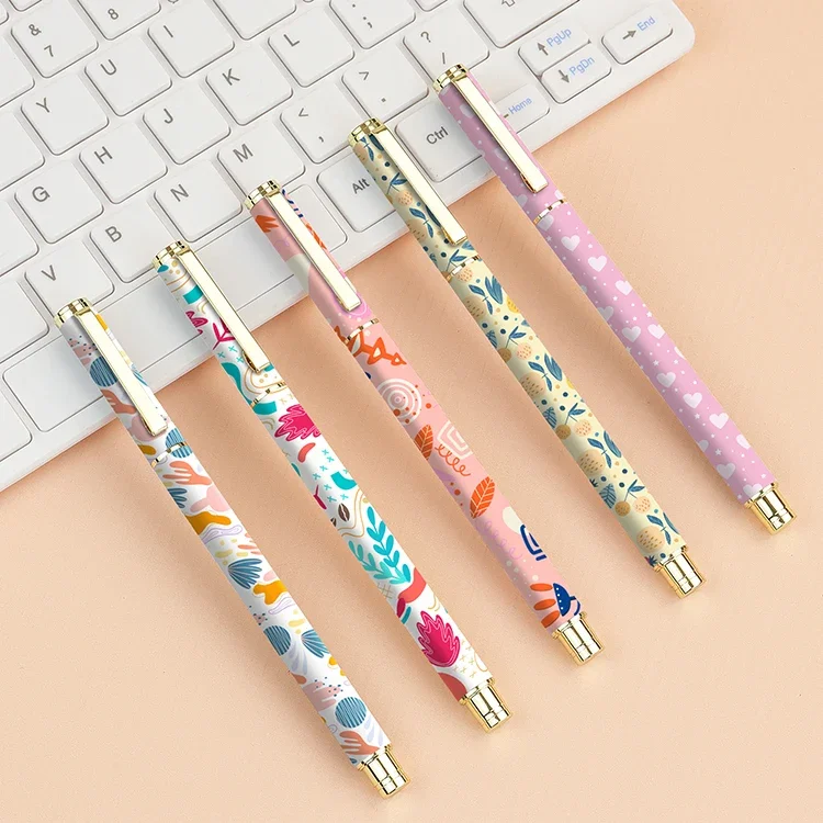 New Fashion School Supplies Kawaii Custom Pens With Logo Luxury Stationery Lady Style Metal Gel Pen Design Ball Point Pen