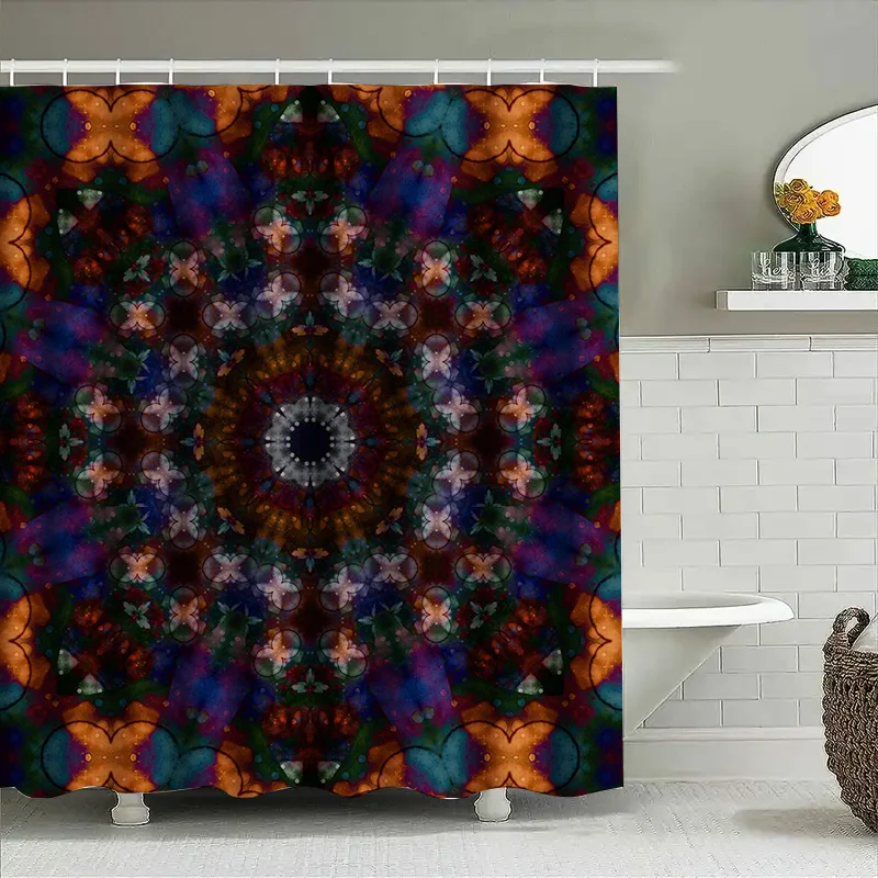 

Mandala Shower Curtain Waterproof Fabric Bathroom Decor Modern Floral Printed Glass Window Panel for Home Decoration in 3D Print