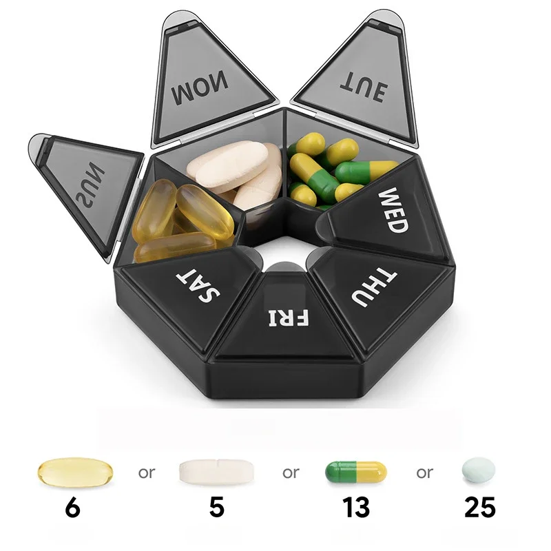 1Pc 7 Days Pill Storage Box Mini Travel Portable Medicines Dispenser Container Box Plastic 7 Days Pill Storage Sealer Box