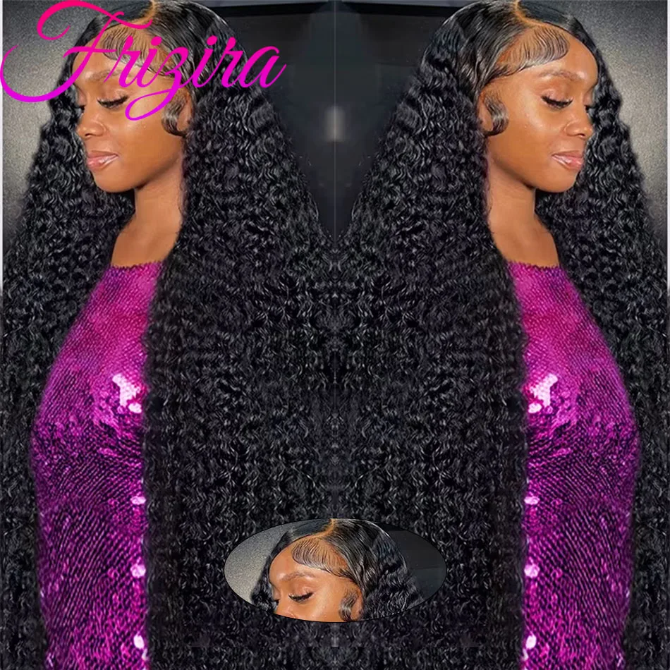 

220 Density Curly Lace Front Human Hair Wigs For Black Women Water Wave 13x4 Transparent Lace Frontal Wig 13x6 Hd Lace Wig 40 In