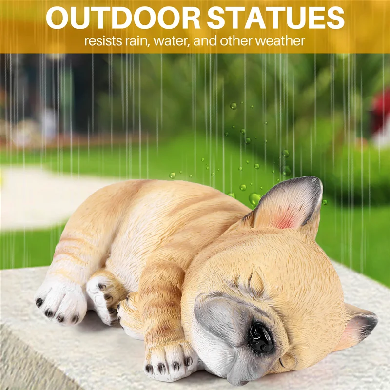 الفرنسية البلدغ النحت زخرفة تمثال كلب تمثال ديكور حديقة في الهواء الطلق Gift-AT36 #2
