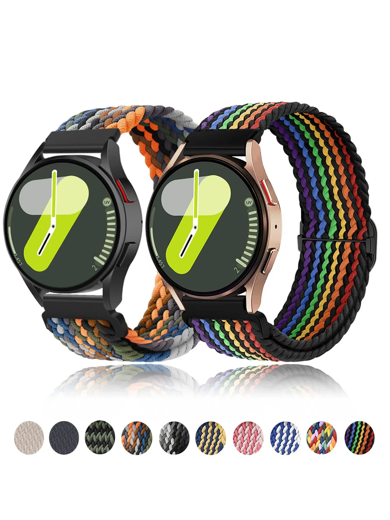 Pulseira de 20mm para Samsung Galaxy Watch 6 5 4 40mm 44mm, Bracelete de Nylon Trançado para Gear S3 Active 2 e Huawei Ultimate GT4
