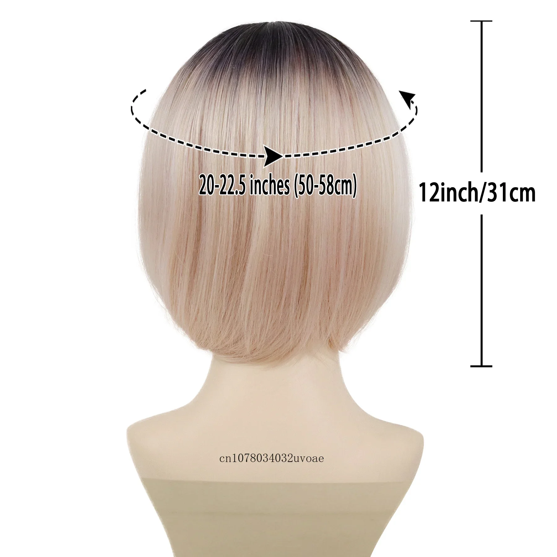 Women's Short Bob Wig with Bangs Synthtic Pink Wigs for Women Natural Soft Ladies Girls Cosplay Costume Party Lolita Wig Ombre