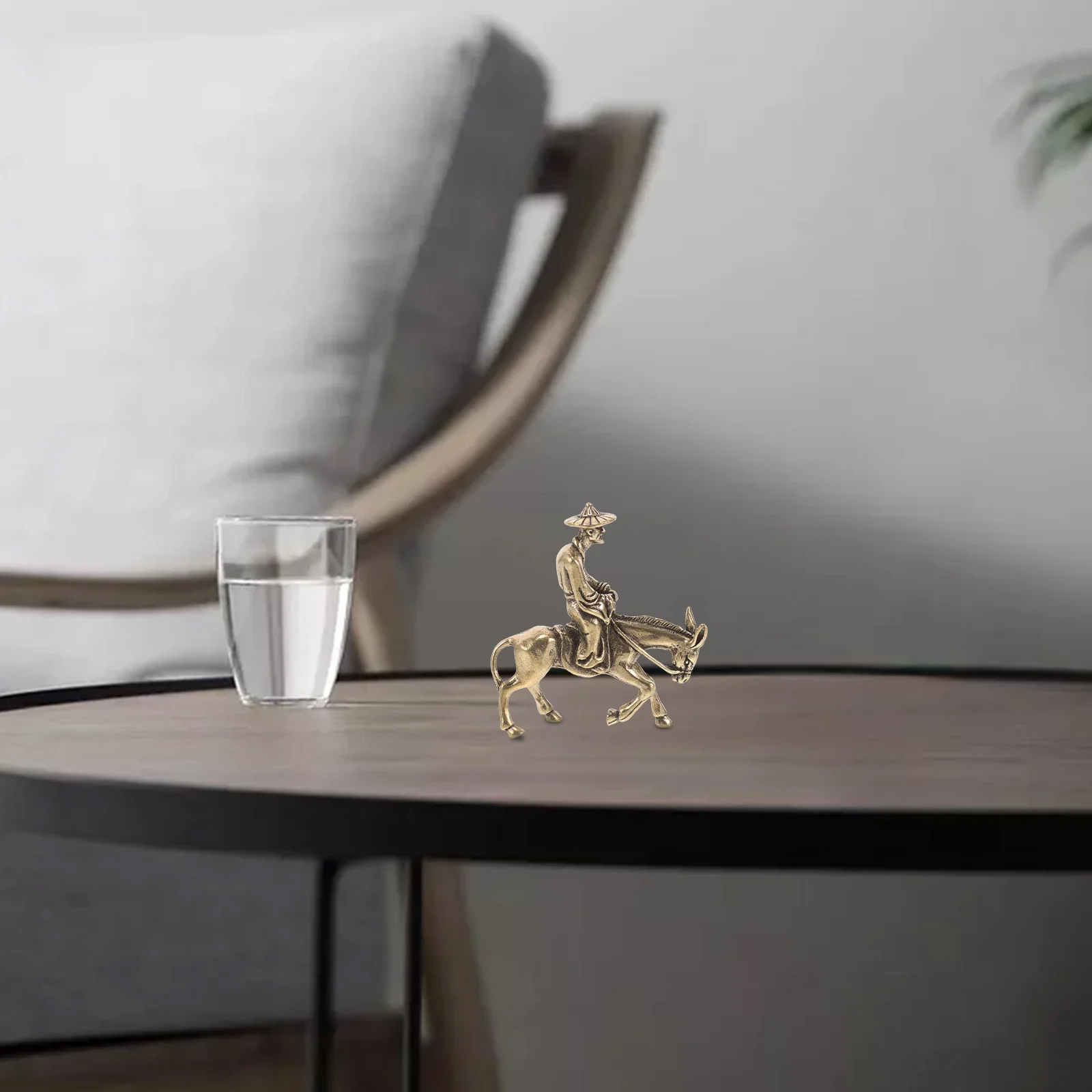 

Copper Old Man Riding Donkey Statue Vintage Home Decoration Desktop Shelf Living Room Decor Old Man Riding Donkey Statue