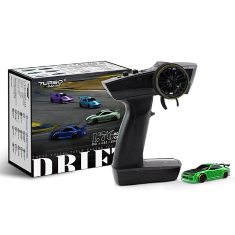 

1:76 Turbo Racing Scale RC Sport Car Table Racing Remote Control Mini Model Car Full Proportional RTR Kit Toys C64-Green