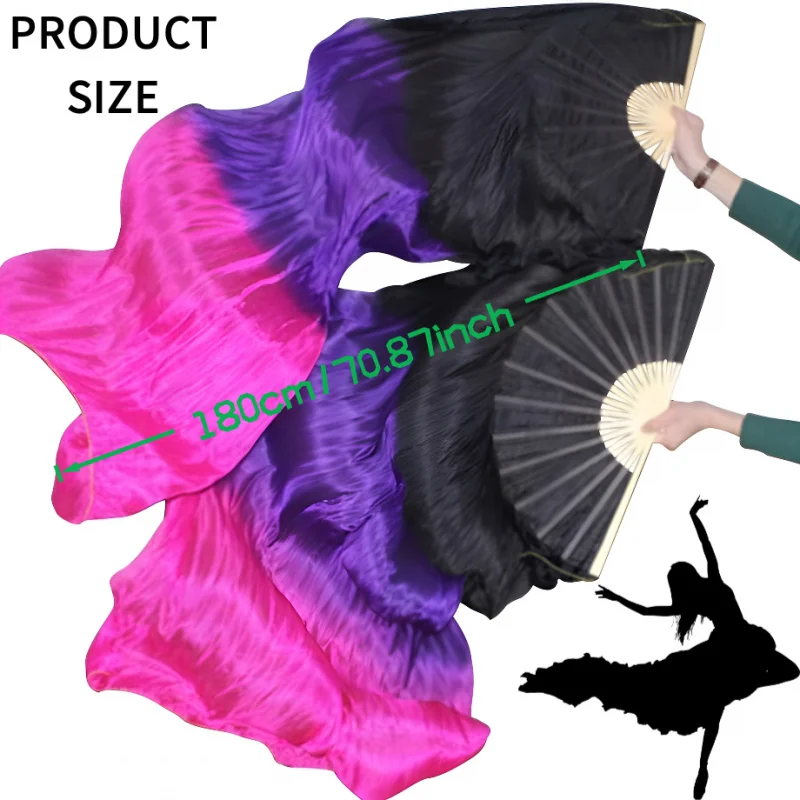 1 زوج النساء رايون الحرير الرقص الشرقي مروحة 180 سنتيمتر الحجاب الرقص الشرقي المشجعين مروحة قابلة للطي تطول المشجعين الرقص مروحة طويلة من الخيزران