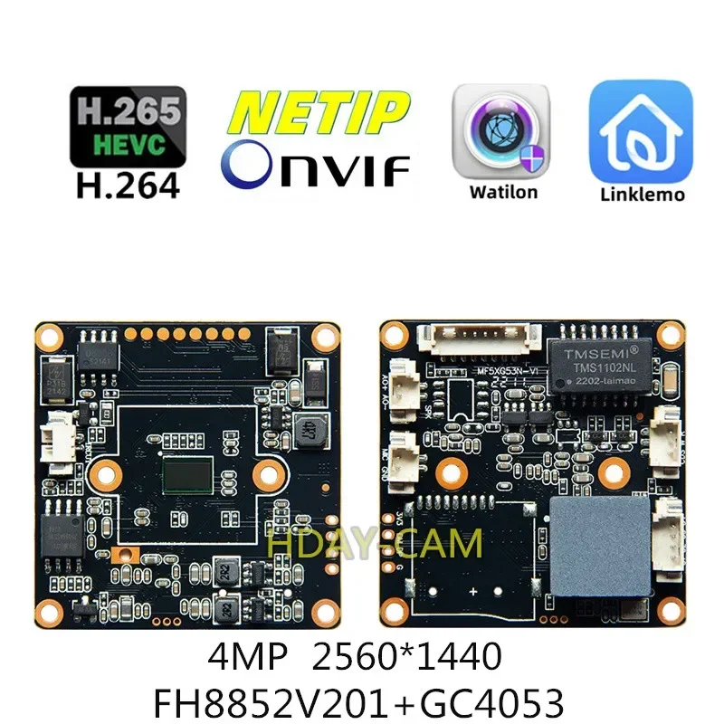 4MP FH8852V201+GC4053  IP Camera Module Board IRcut M12 Lens 4MP 2560*1440 ONVIF NETIP Human Motion Detect P2P Cloud Raidator