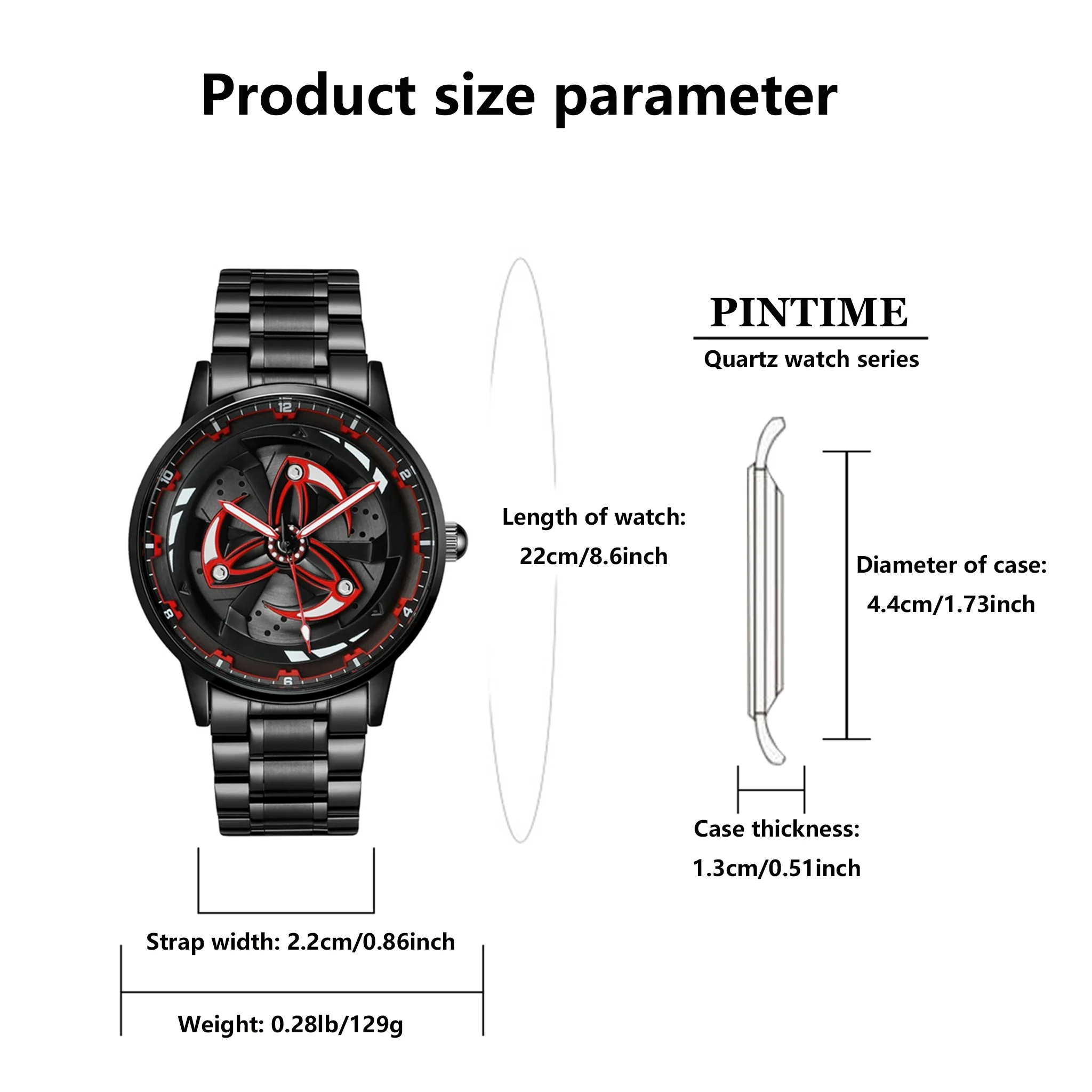 1pc Men's Watch, High-end Round Eye Cartoon-Modified Rotating Three-Dimensional Night-Light Quartz Watch