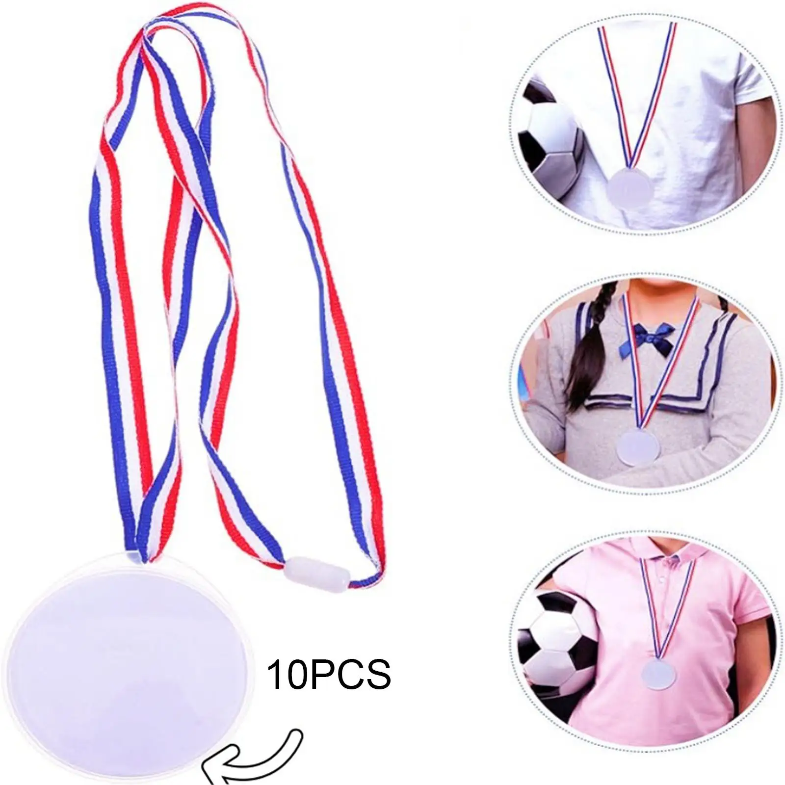 10x Design Your Own Award Medals Blank Award Medals Craft Decor Lightweight DIY with Neck Ribbons for Home Adults Kids Sports
