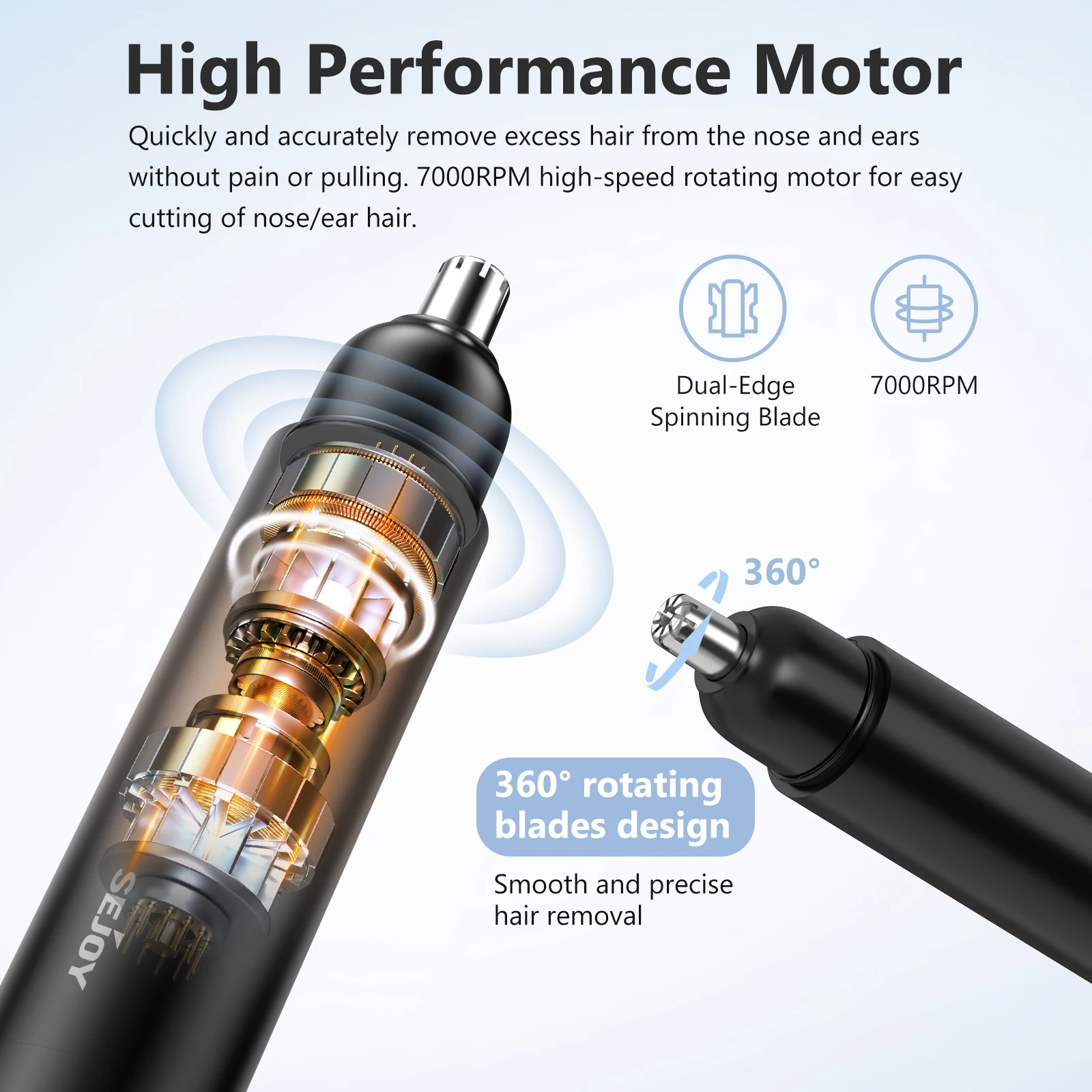 SEJOY Electric Nose Hair Trimmer for Men Rechargeable - USB High Speed Motor Nose Hair Remover for Women