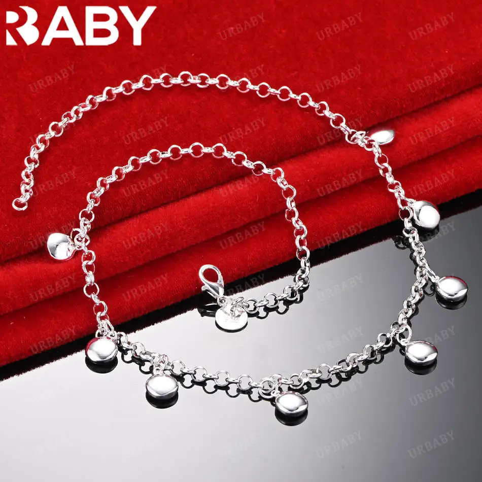 

URBABY 45 см стерлингового серебра 925 пробы круглая цепочка ожерелье для женщин и мужчин очаровательные трендовые подарки на день рождения модная вечеринка