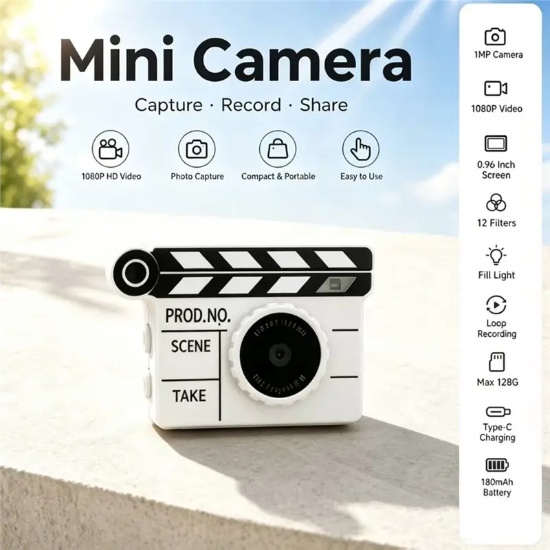 SQPP-Thumb Camera 1080P, 12 Filters, Flash, Shaped Backpack Charm, For Students, Capable Of Taking Photos For Cinema Shooting