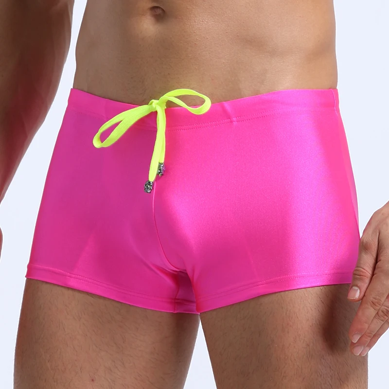 Men Solid Color Board Shorts Swimming Trunks Drawstring Beach Shorts Swimwear Surfing Wear