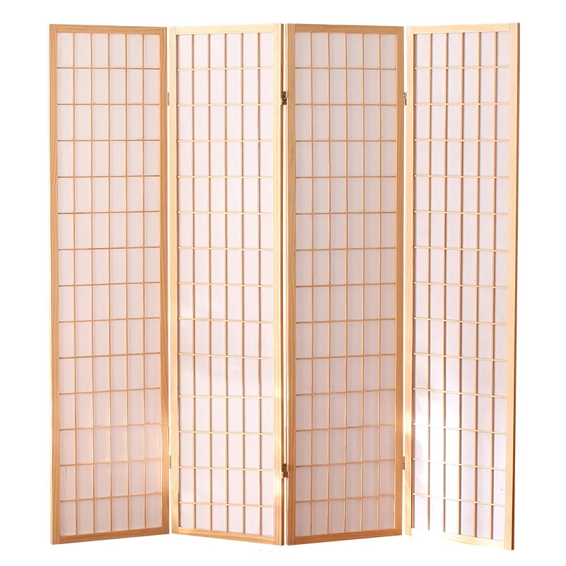 Japanese-style screen partition entrance folding mobile living simple modern solid  tea room camphor