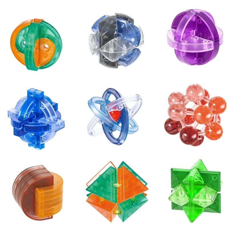 Adult 3D Jigsaw Puzzle IQ Brain Teaser Colorful Luban Lock Kong Ming Lock Children's Puzzle Toys Unlock Game Mini Puzzles