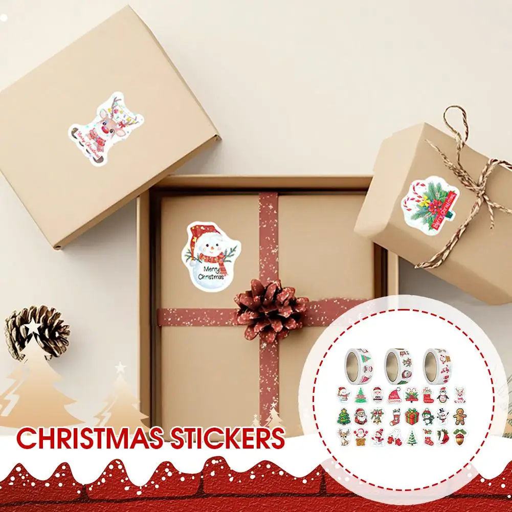 2.5 سنتيمتر/0.99 "ليزر الكرتون عيد الميلاد ملصقات عيد الميلاد سجل القصاصات ملصق هدية التسمية مكافأة التفاف القرطاسية ملصقات K6K1 #3
