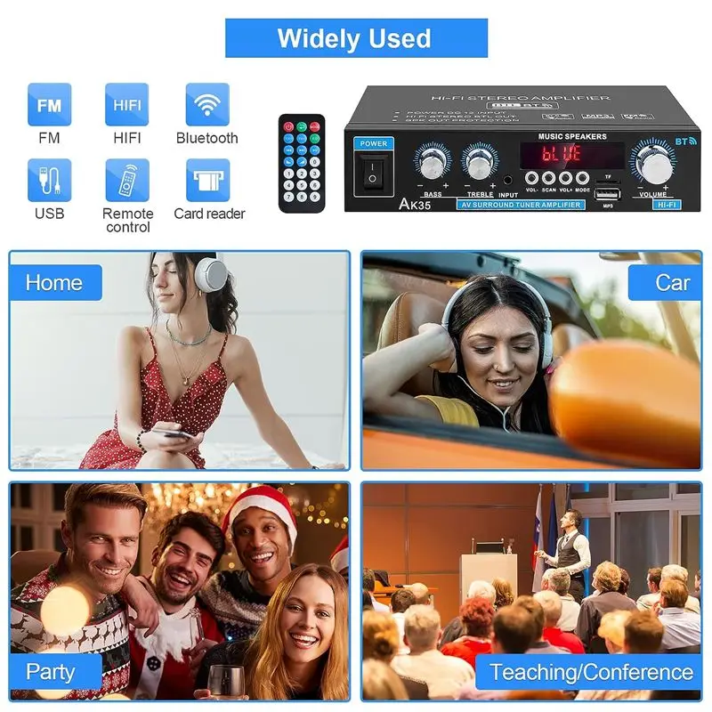 A13Z-AK35 Digital Power Amplifier 2-Channel Power Amplifier Power Amplifier General Car Accessories Supplies EU Plug