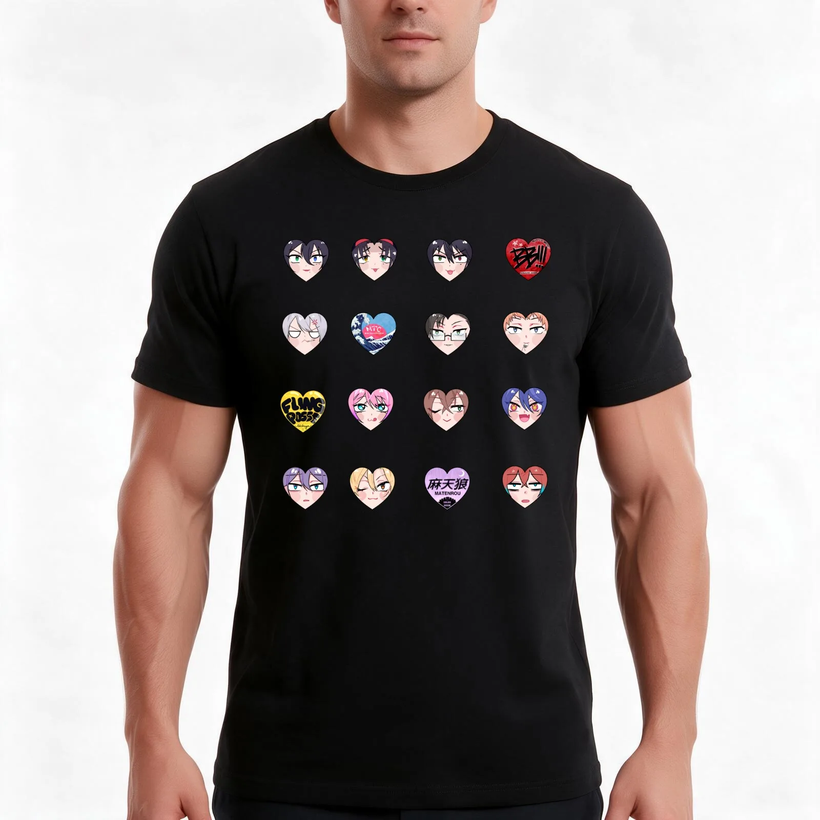 Hypnosis mic Hearts T-Shirt, Summer Casual Cotton Tee, Oversized Streetwear Tops, Vintage Graphic Print, Loose Fit Short Sleeve