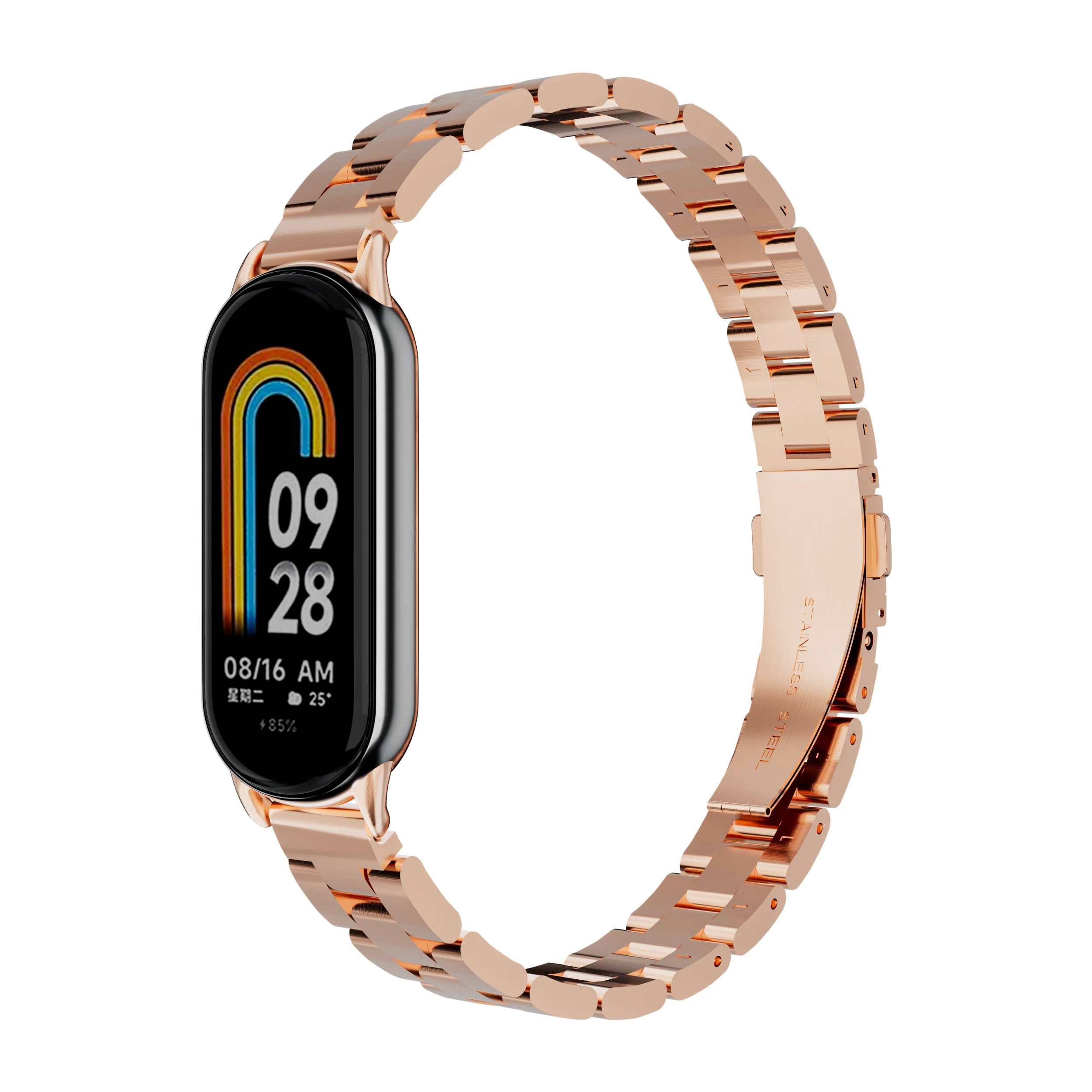 Bracelet en acier inoxydable pour Xiaomi Mi Band 8, NDavid, sangle en métal, ceinture de subdivision