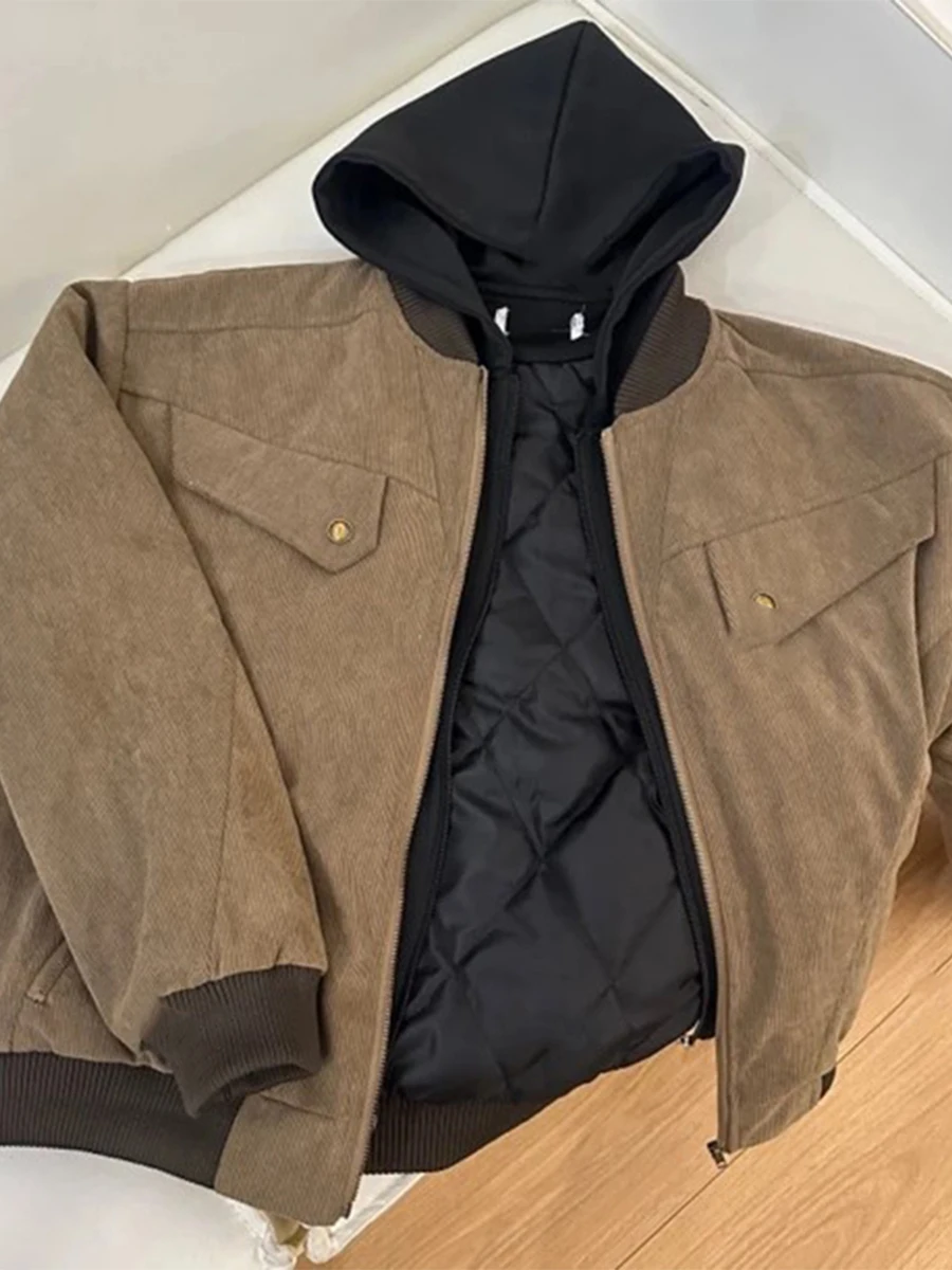 

Куртка-бомбер Cé Brown в американском стиле, мужская, весенне-осенняя, Cleanfit, рабочая одежда, джинсовая, в стиле Харрингтон, полиэстер