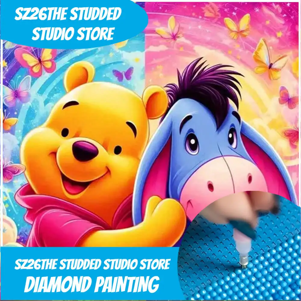 

Алмазная мозаика DIY «Медведь» с бусинами, подходящая для начинающих, в стиле Диснея, с изображением Винни-Пуха, мультяшный осёл, универсальная