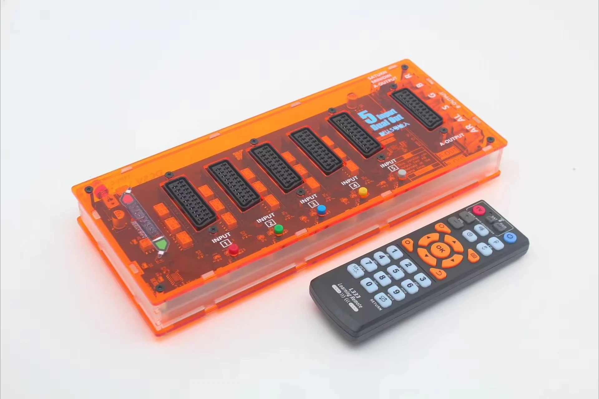 Scart 5 to 2 Splitter With Remote Control Video Converter Can Achieve High Resolution And Low Resolution Output At The Same Time