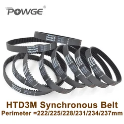 POWGE 222 225 228 231 234 237 3M Synchronous Belt Teeth=74/75/76/77/78/79 HTD3M Rubber Closed-Loop Timing Belt 231-3M 225-3M