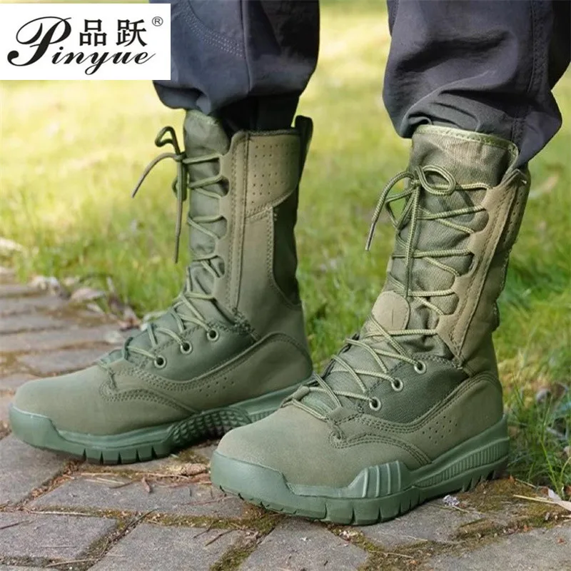 Men\'s Outdoor Desert Boots Army Green Ultralight Breathable Spring Autumn Hiking Training Shoes High work boots 37 45