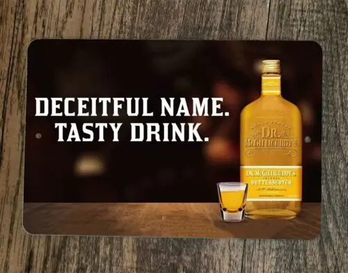 Обманчивое имя, Dr McGillicuddy, батончик, ликер, 8x12, металлический плакат