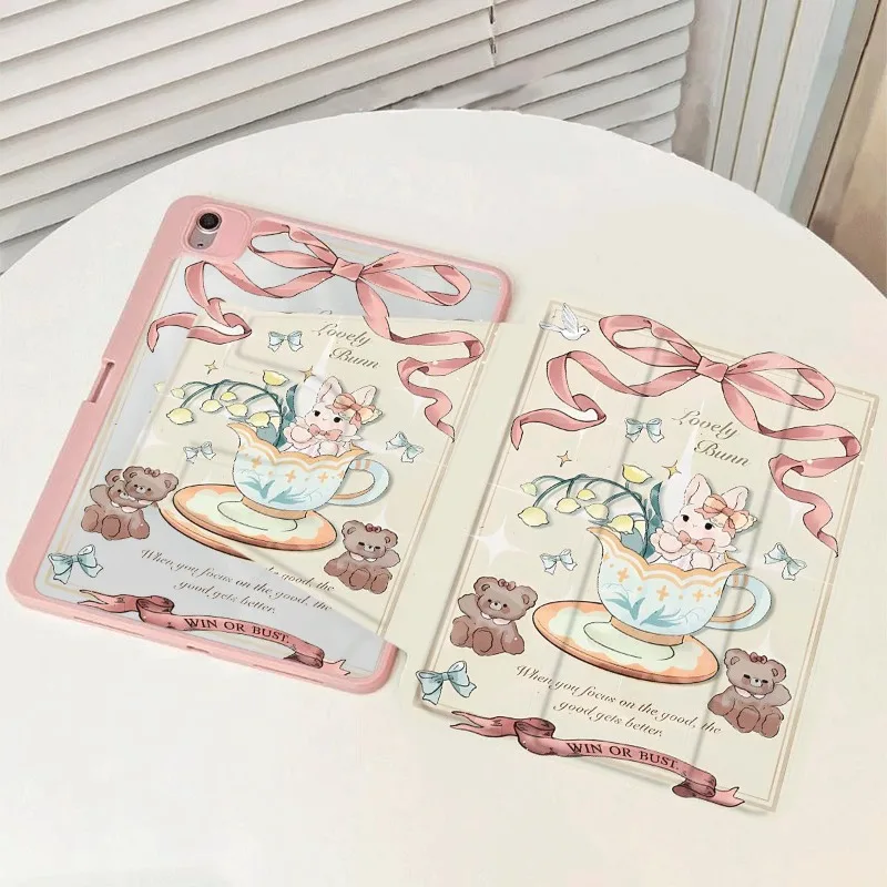 Accesorios para Ipad Teacup Rabbit para IPad 5a generación 9,7 pulgadas Ipad Air3 10,5 10,2 9th 8th 7th 10th Funda Air 4 10,9 2020 Air 5