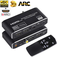 2x1 4K 120Hz HDMI Switch eARC Audio Extractor ARC Fiber Toslink HDMI 2.0 Switch 4K 60Hz HDMI Switch Remote for Apple TV PS4
