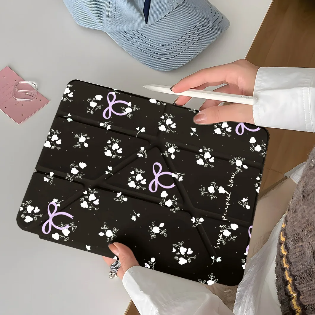 Floral Bowknot PenSlot Tablet Case For Mini7 6 iPad Pro2024 2022 2021 2020 2019 2018 2017 11 10 9 8 7 6 5 Air7 6 5 4 3 2 1 Cover